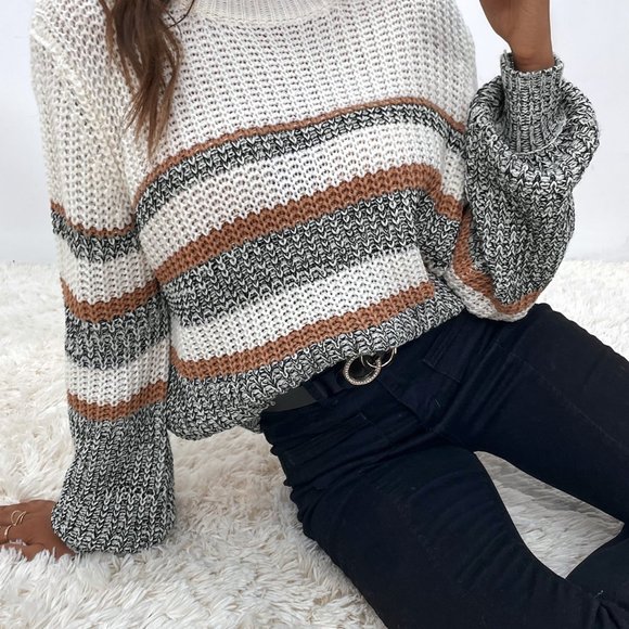 New Colorblock Rib-knit Sweater - Picture 3 of 5
